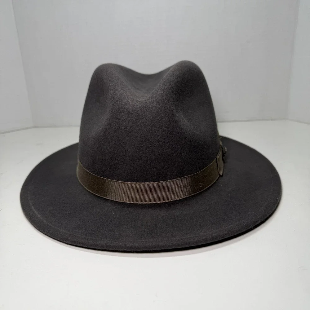Vintage BAILEY of Hollywood Fedora Hat Men's Medium Dark Gray 100% Wool WPL5923